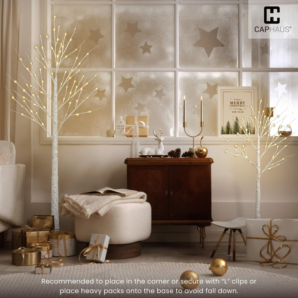 8 Ft White Pre-Lit Birch Tree with 132 Warm White LED P71136