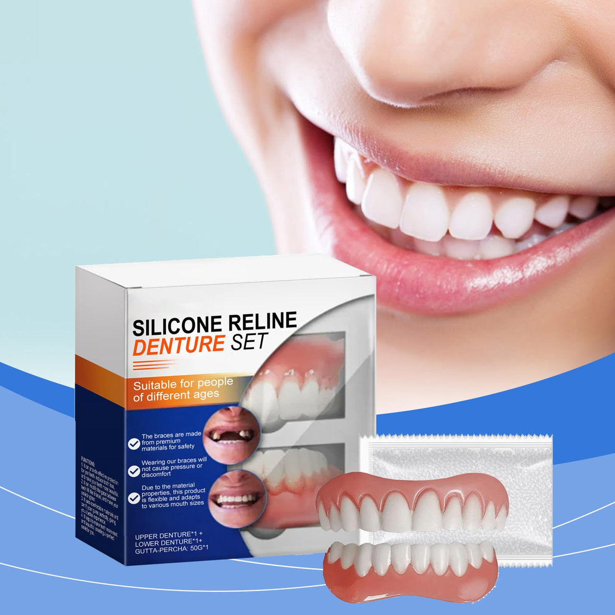 Full Denture Set Silicone Reline Kit 1 Ounce E121955