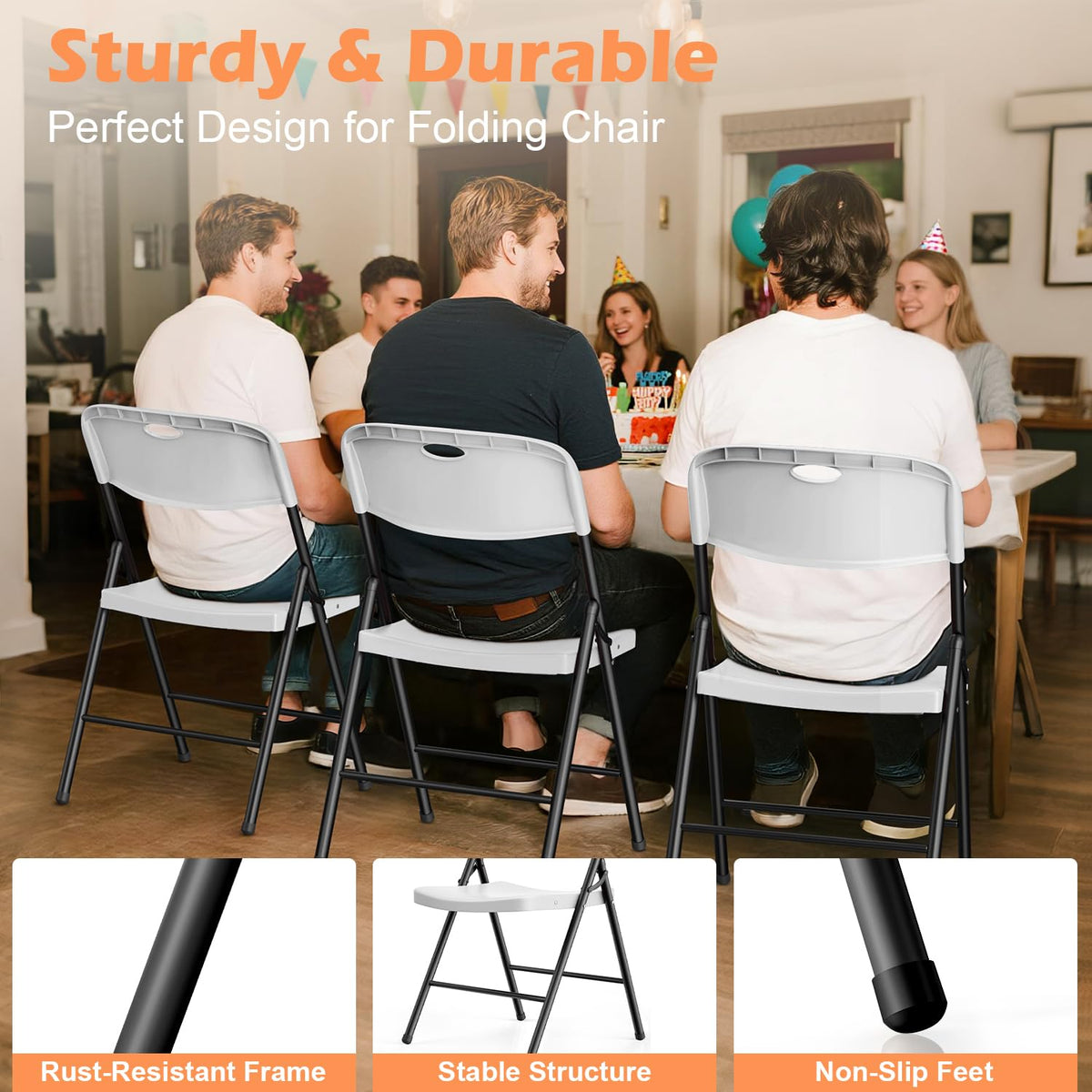 2 Pack White Plastic Folding Chairs N326586
