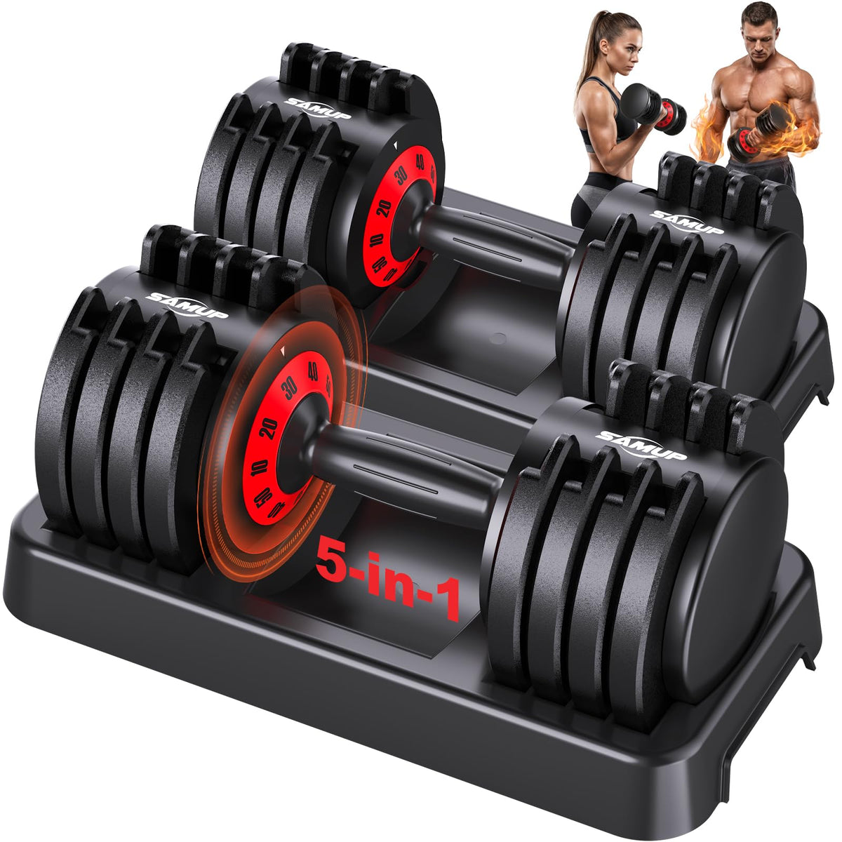 Adjustable Dumbbell Set of 2 with Storage Box K718