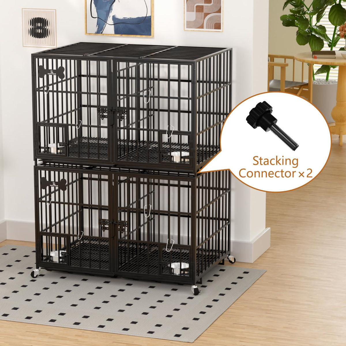 42" Stackable Heavy Duty Metal Dog Crate with Divider W553835