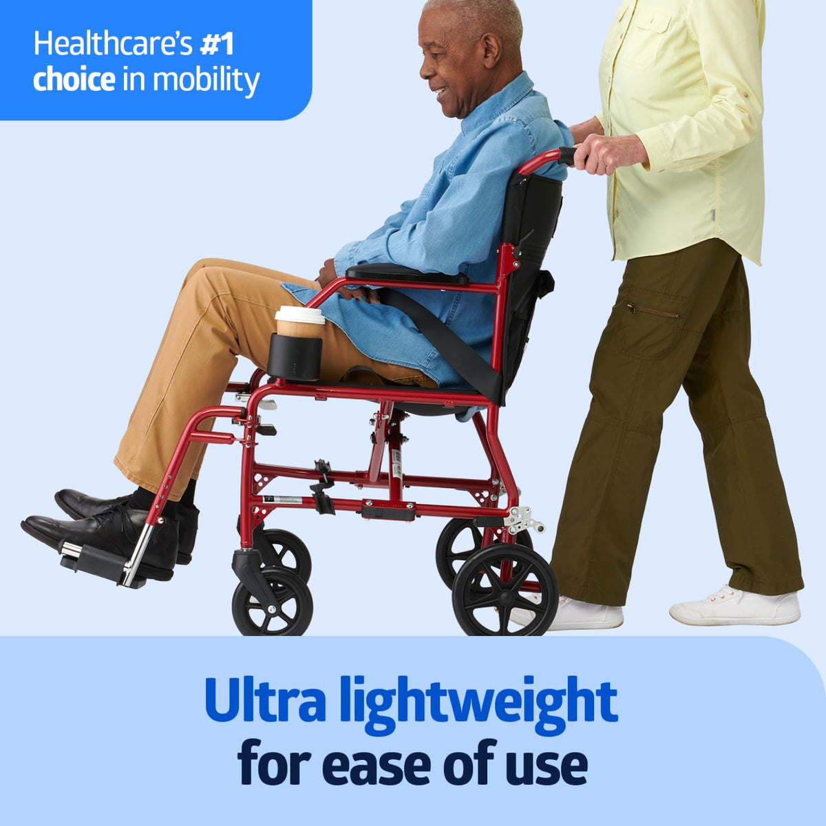 Ultra Lightweight Foldable Transport Wheelchair 19-Inch Seat Q35030