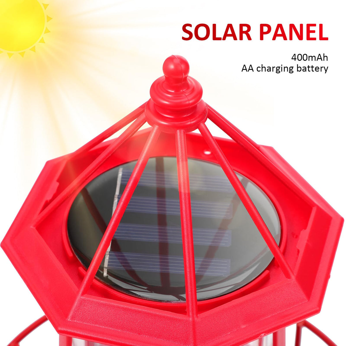 Solar Powered Rotating Lighthouse Figurine F224