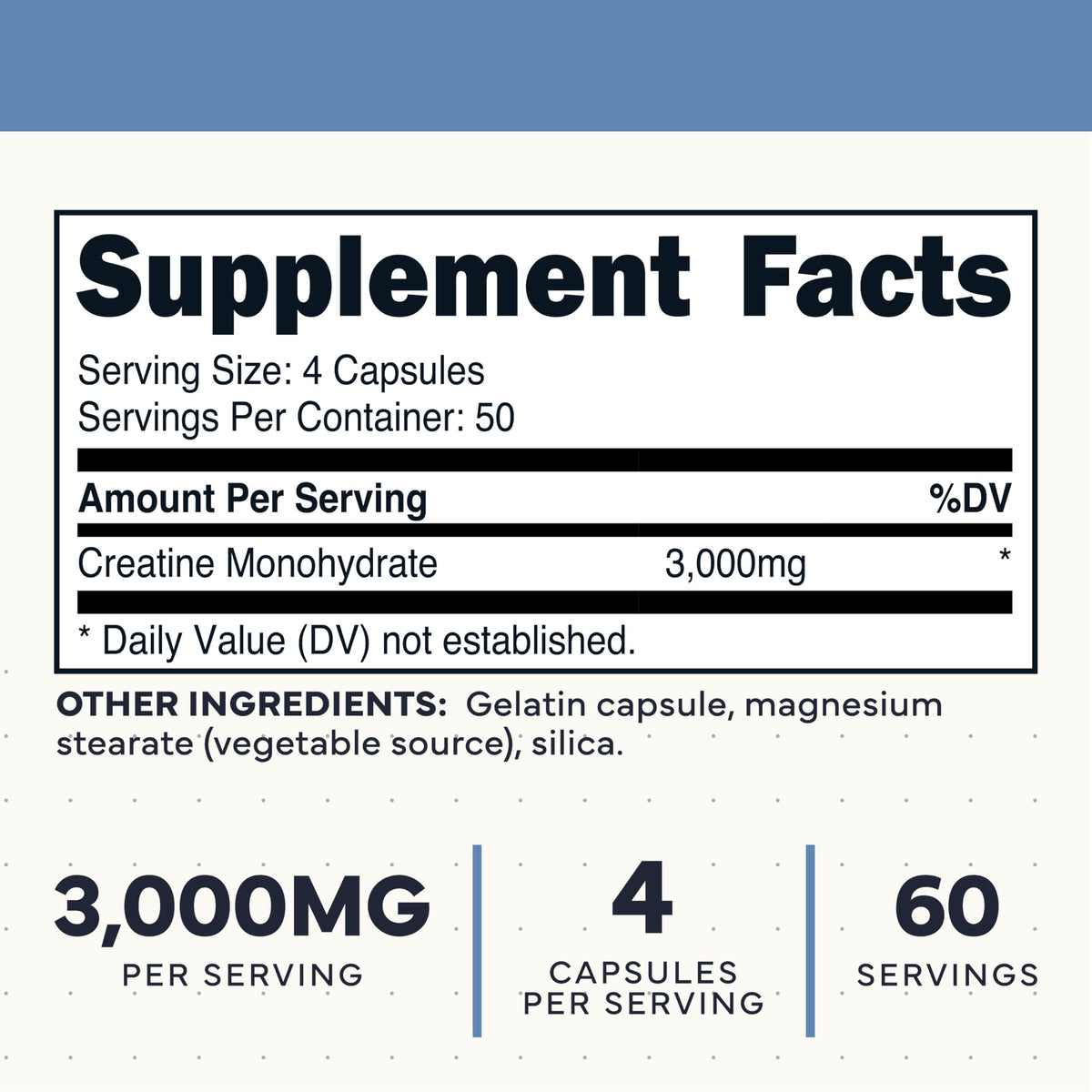 Creatine Monohydrate Capsules 3,000mg 200 Count L2646