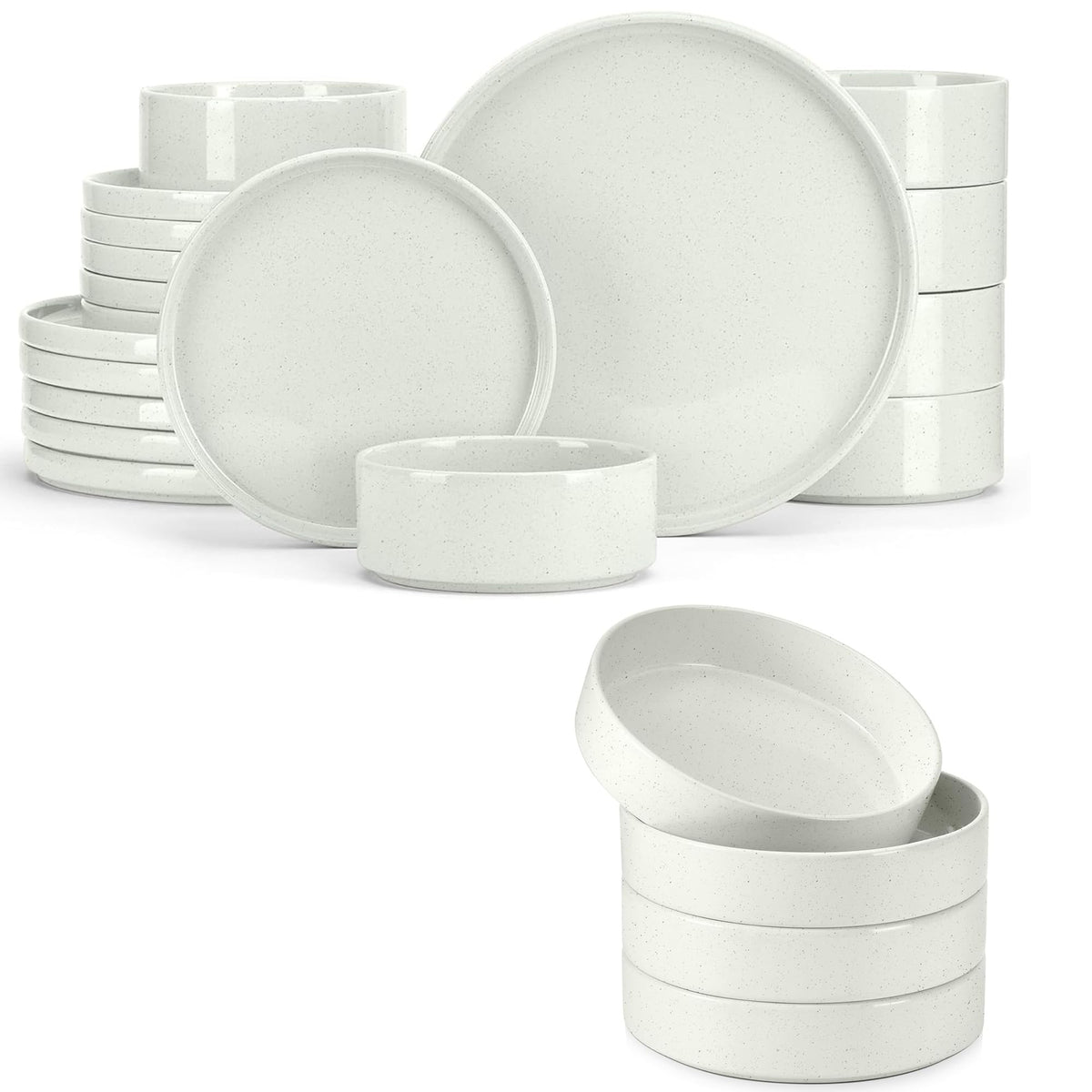 18-Piece Speckled White Stoneware Dinnerware Set Y236