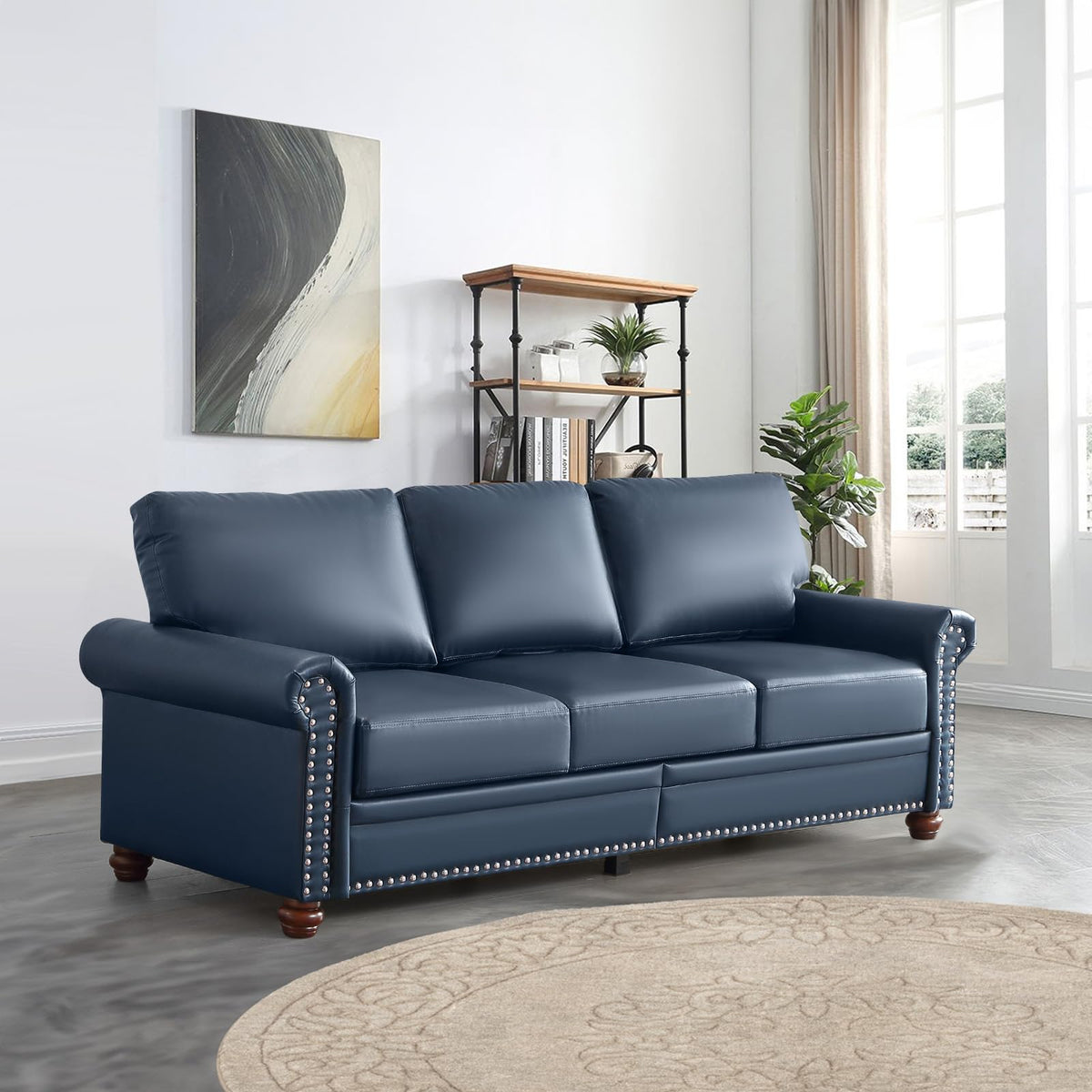 Faux Leather Oversized 3 Seater Sofa with Storage K150649