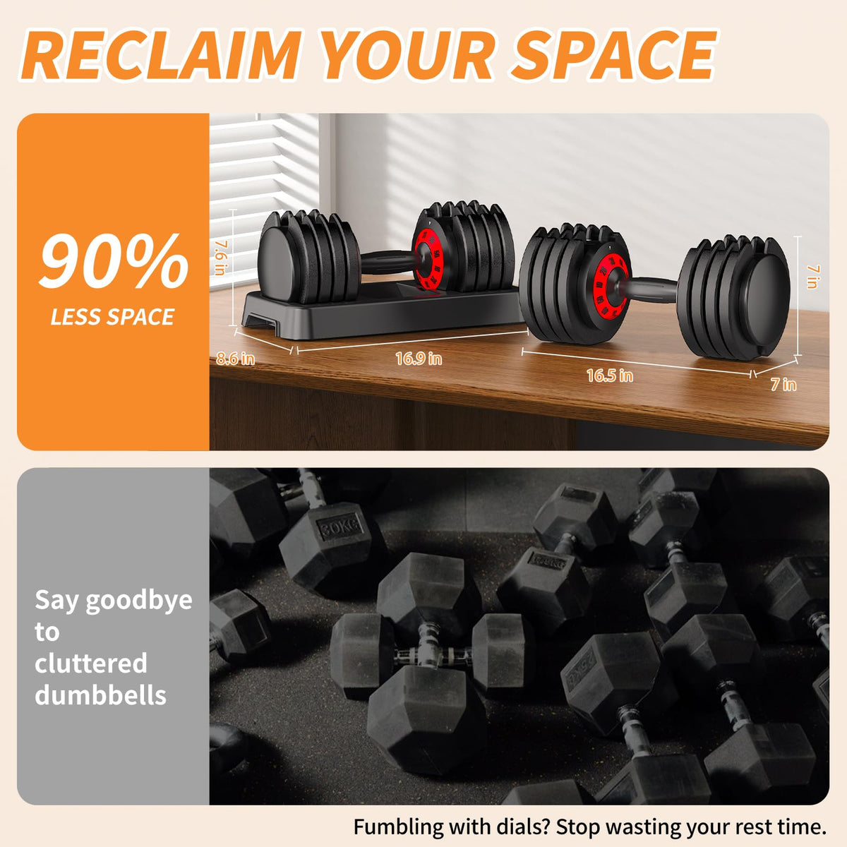 Adjustable Dumbbell Set of 2 with Storage Box K718