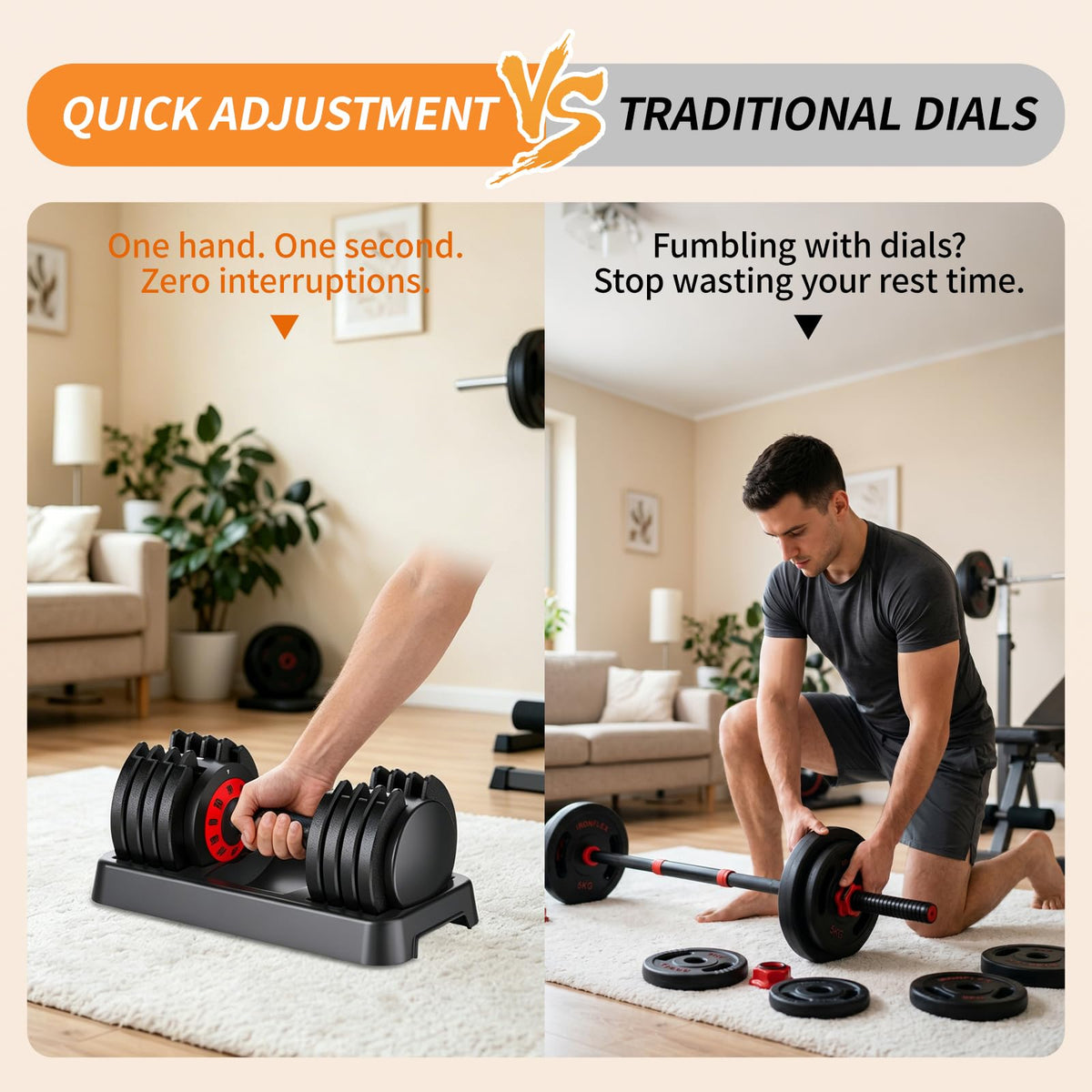 Adjustable Dumbbell Set of 2 with Storage Box K718