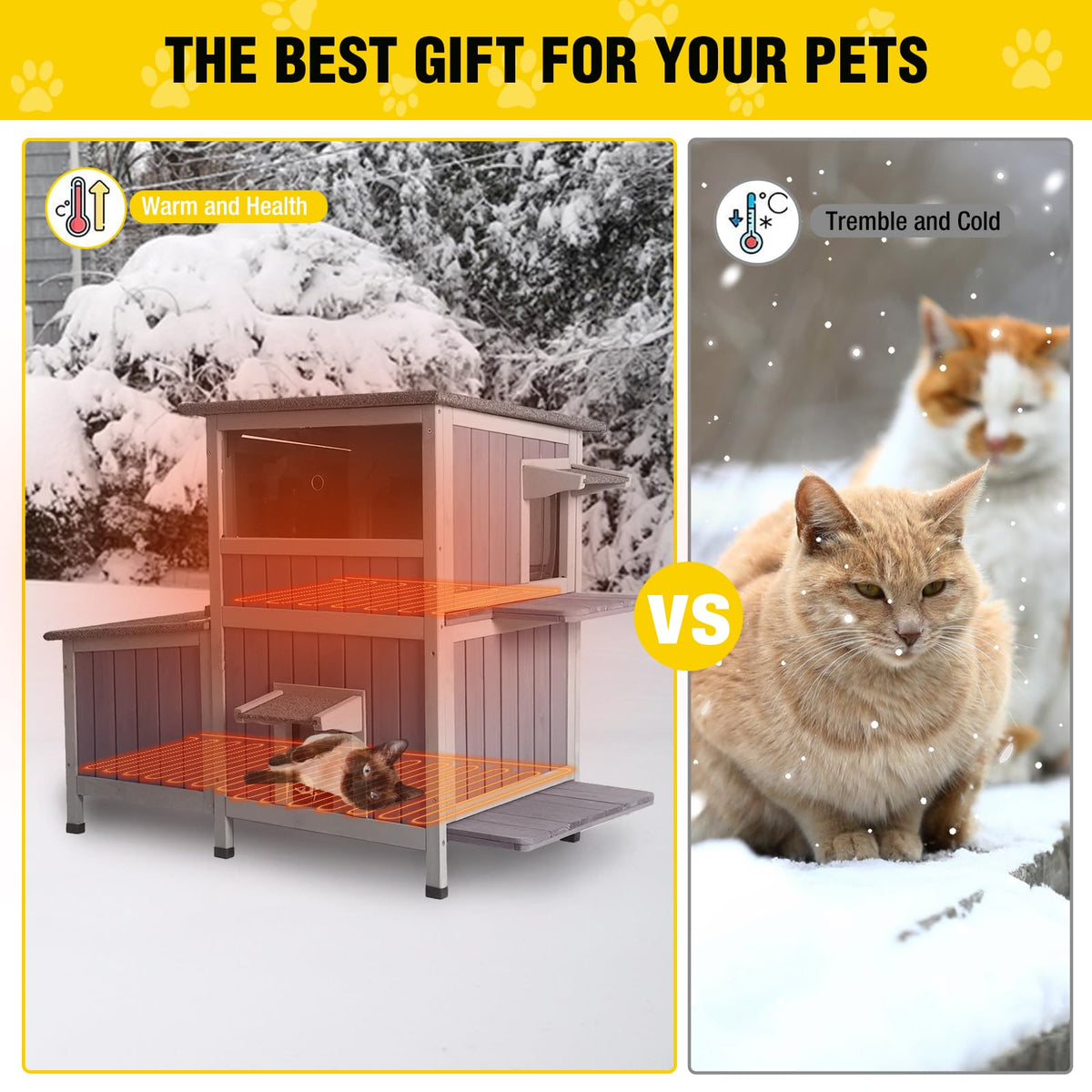 Heated Insulated Outdoor Cat House with Liner B540935