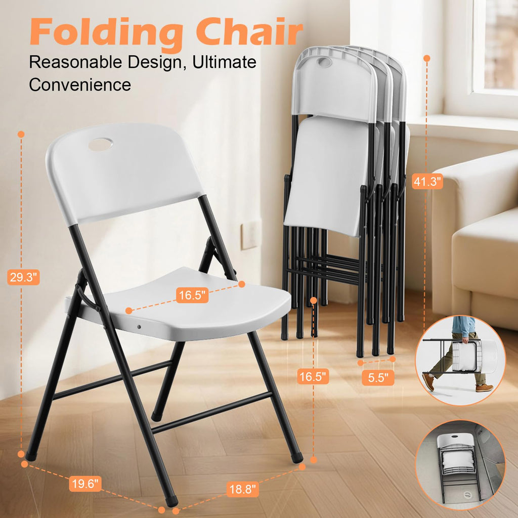 2 Pack White Plastic Folding Chairs N326586