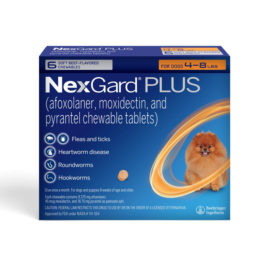Flea and Tick Heartworm Preventive Soft Chewables for Dogs 4-8 lbs 6 Chews X3085