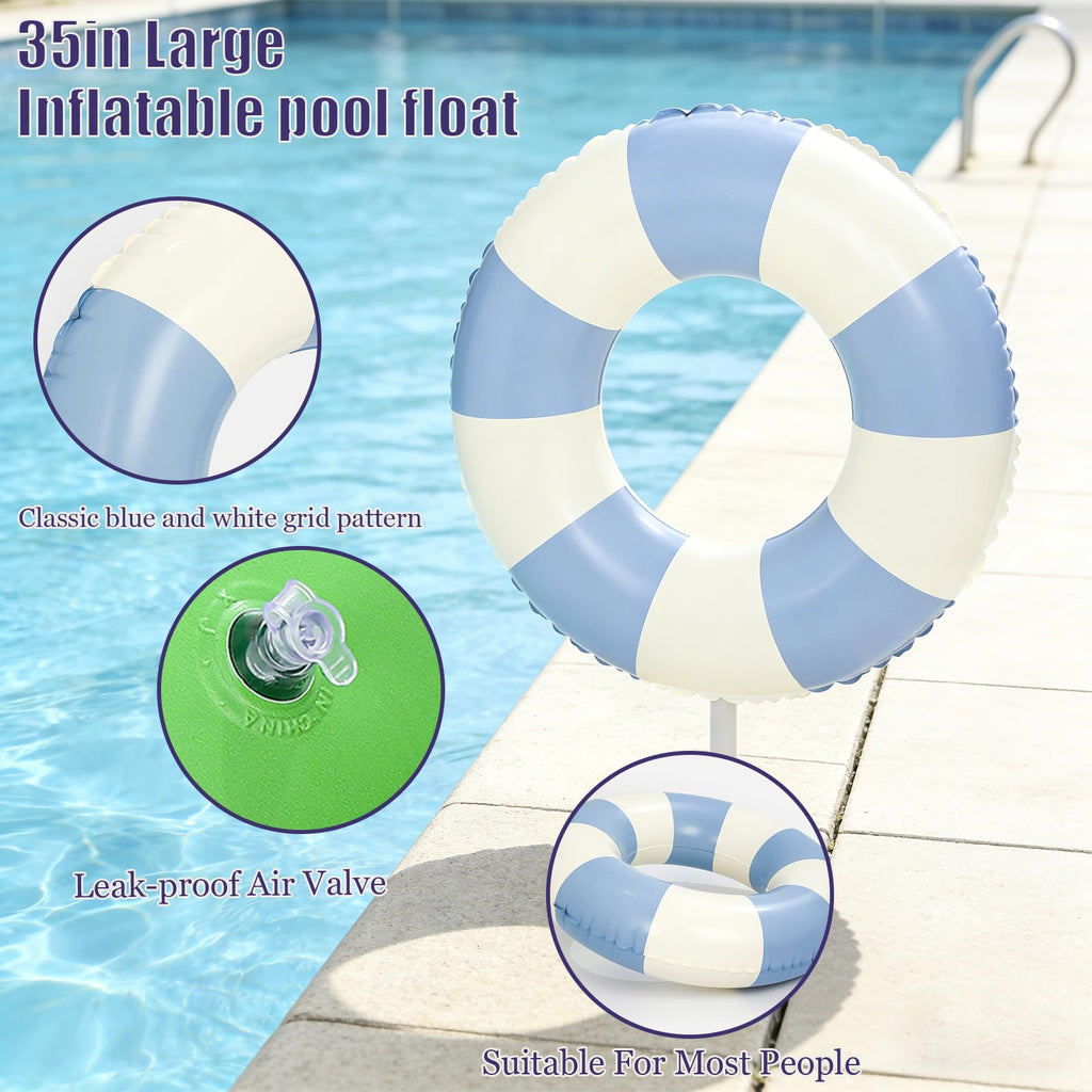 Large Inflatable Pool Float 36 Inch Striped Swim Rings G386916