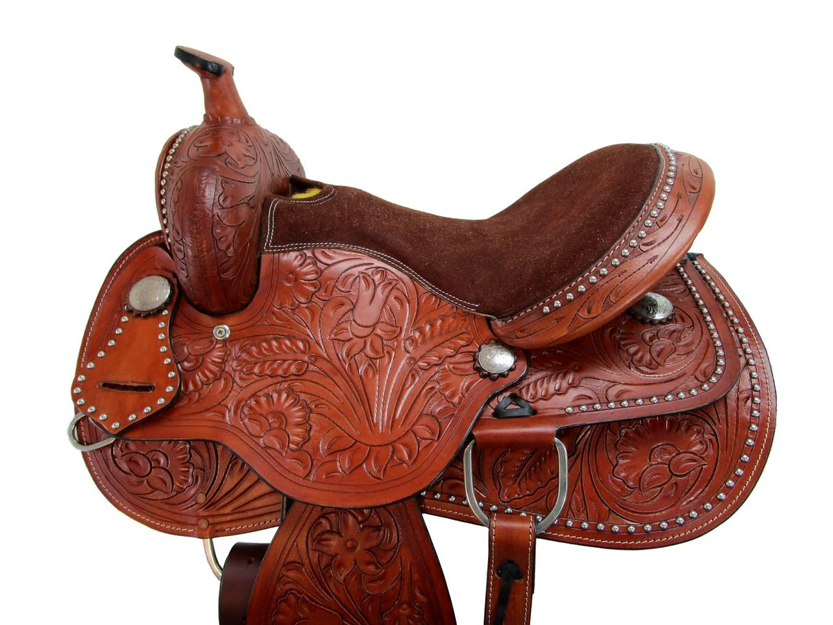 Tooled Leather Western Horse Saddle 15 16 17 18 J294693