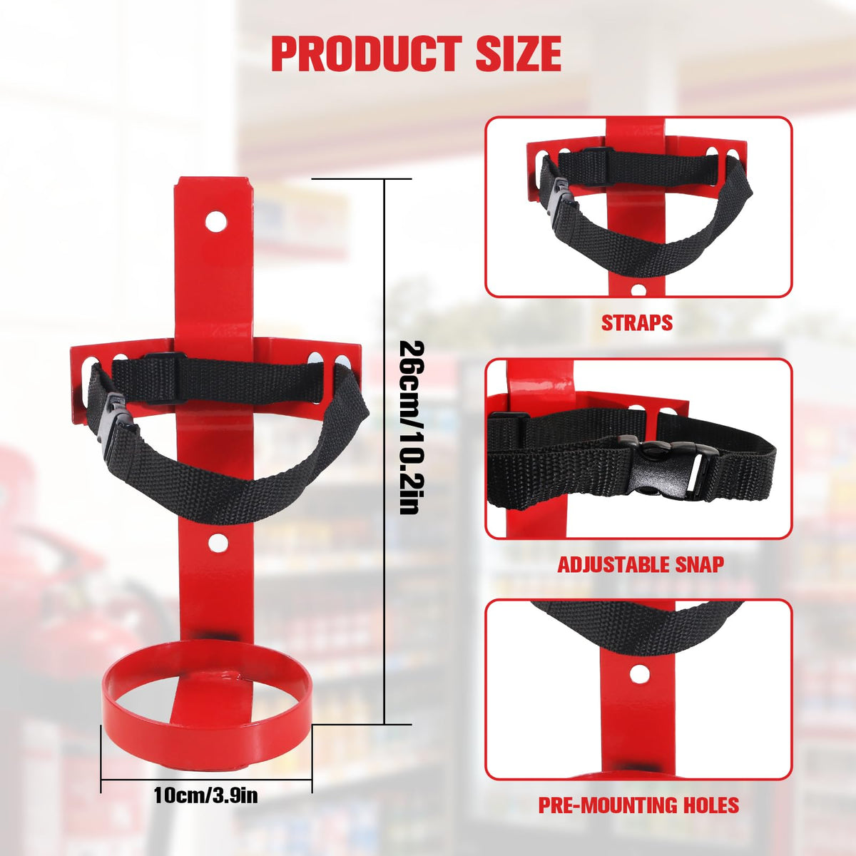 Fire Extinguisher Mount, 2.5LB Adjustable Straps Wall Hanging Holder 2Pcs E567