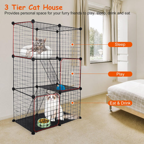 3-Tier Cat Cage with 3 Doors 2 Ramp Ladders H59450