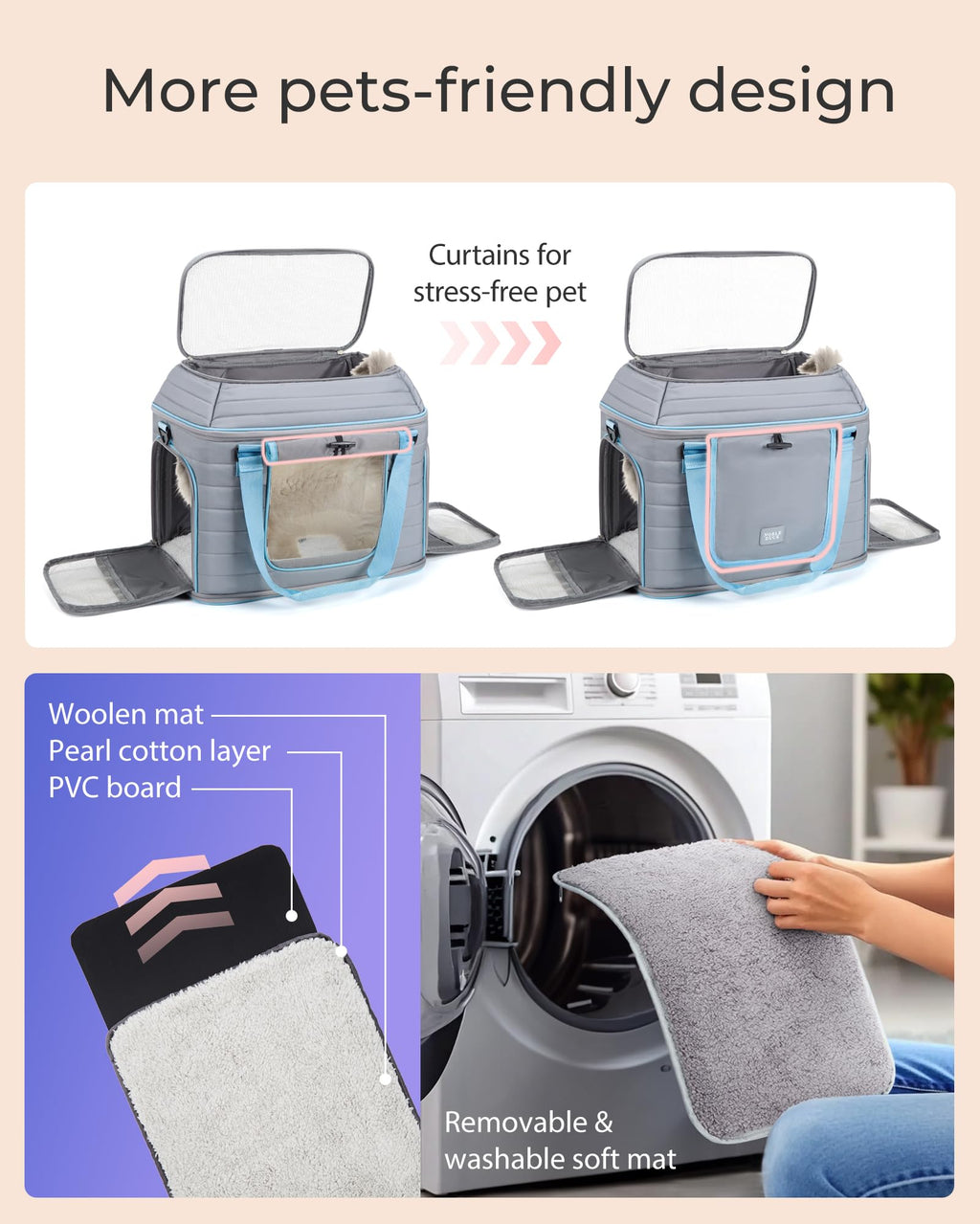 Airline Approved Soft-Sided Pet Carrier for Cats/Dogs Up to 20 Lbs F3625