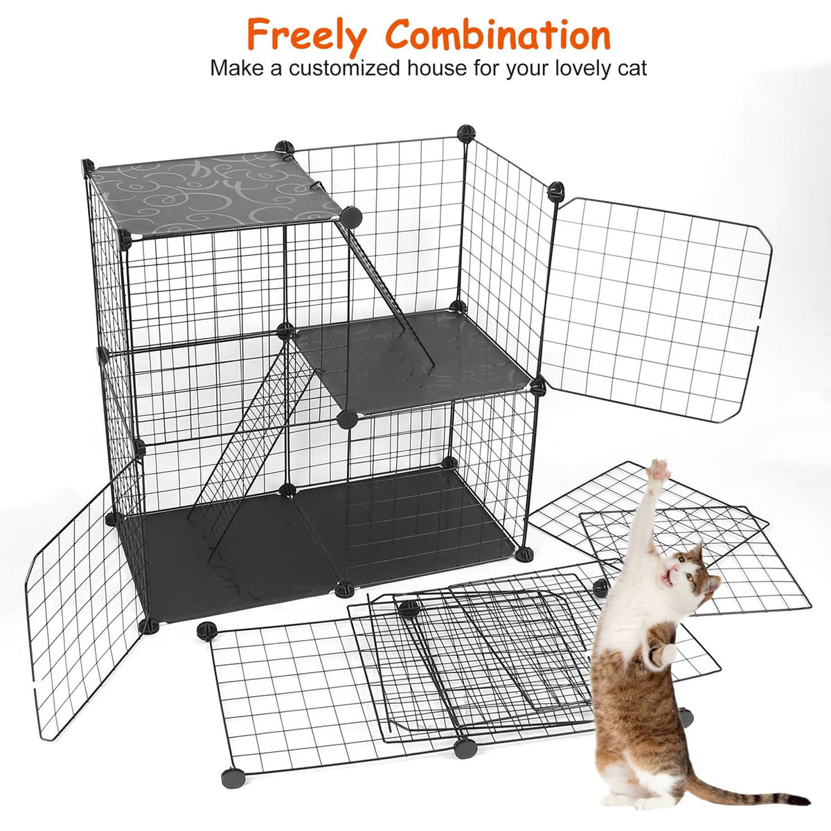 3-Tier Cat Cage with 3 Doors 2 Ramp Ladders H59450