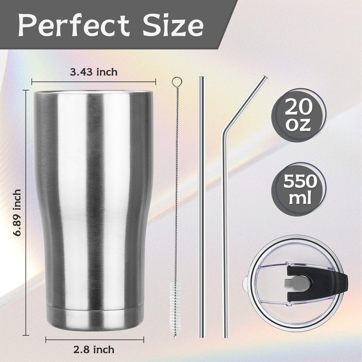 20oz Insulated Tumbler with Lid Straw M528