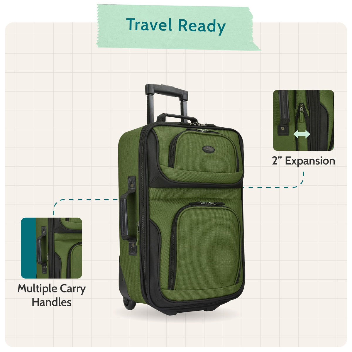 Lightweight Softside Rolling Carry-on Suitcase C64206