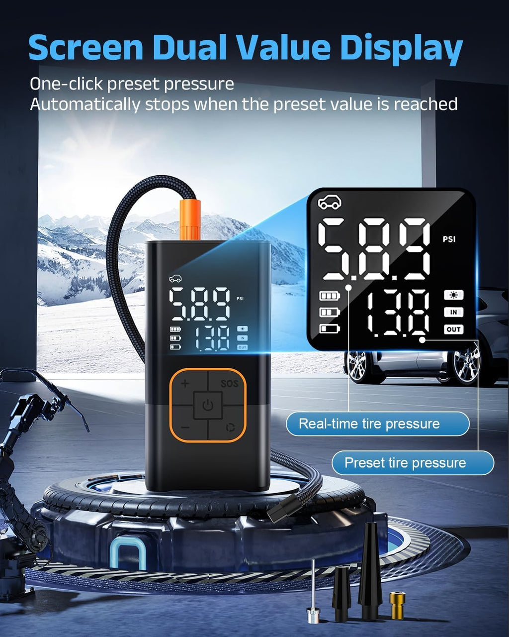 Portable Cordless Tire Inflator Air Compressor U848