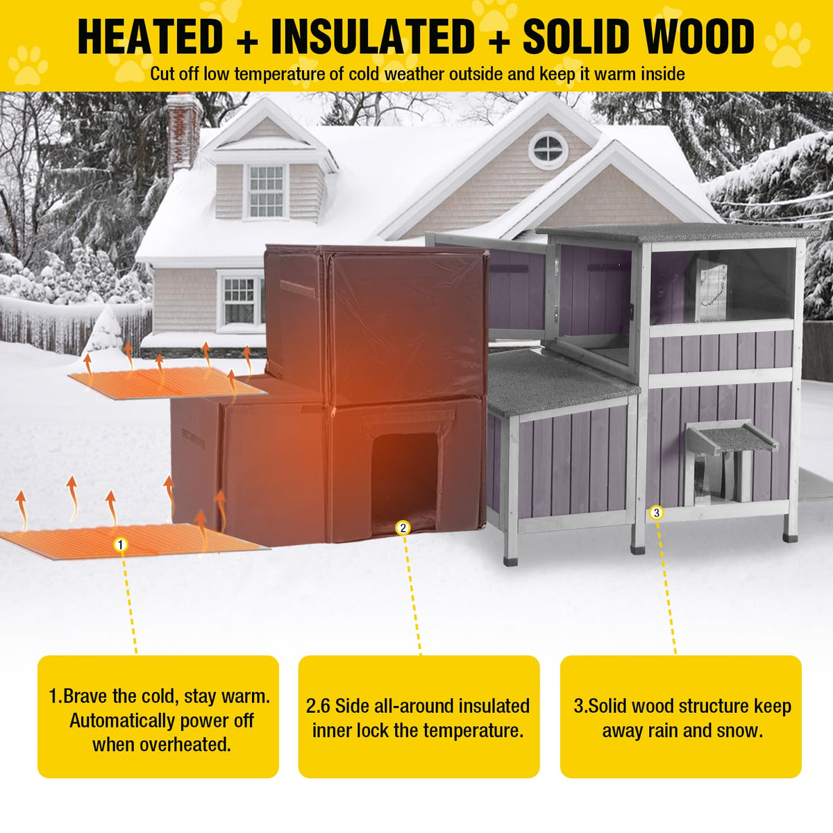 Heated Insulated Outdoor Cat House with Liner B540935