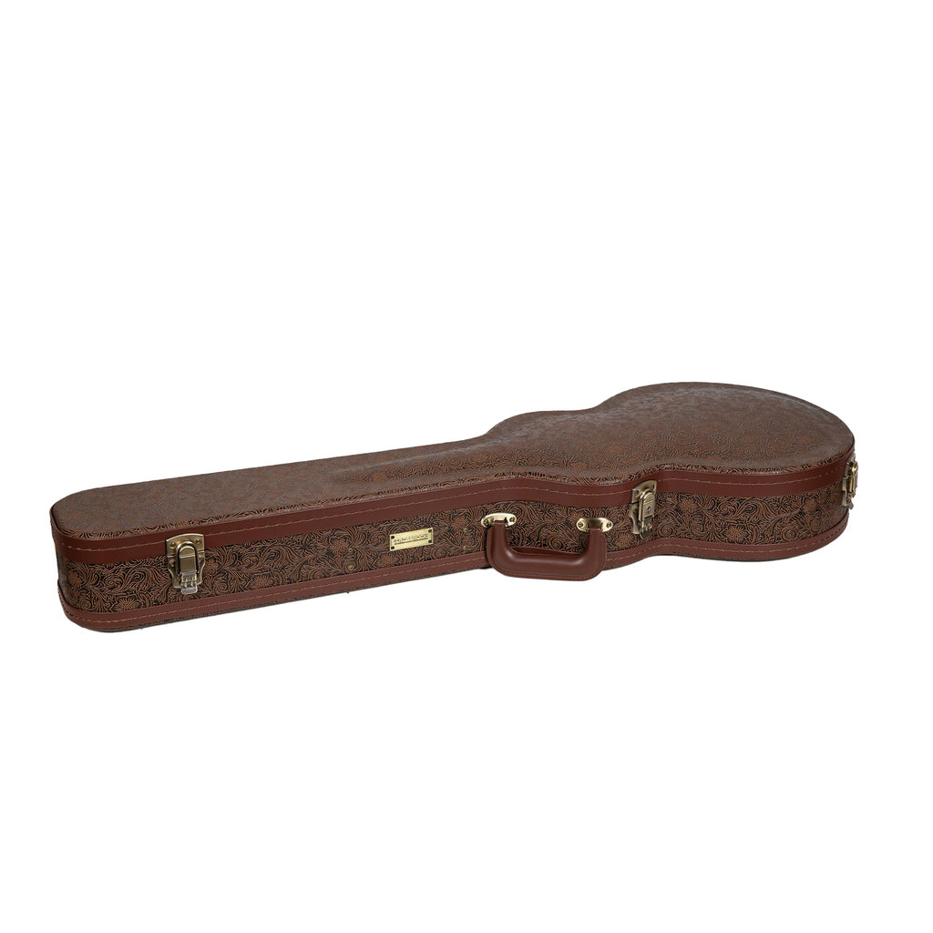 Brown Wooden Guitar Case with Velvet Interior and Lock Q5406