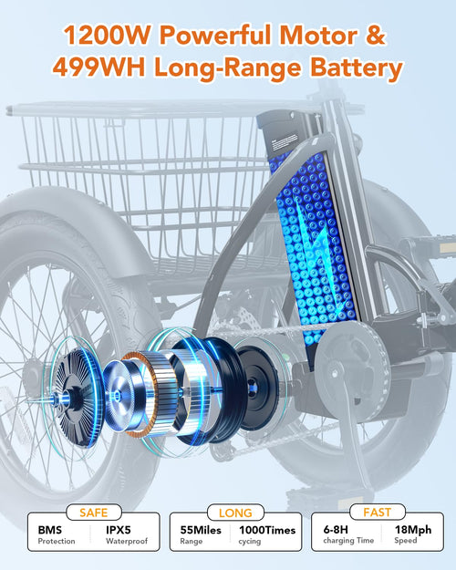 1200W Folding 3 Wheel Electric Trike D984