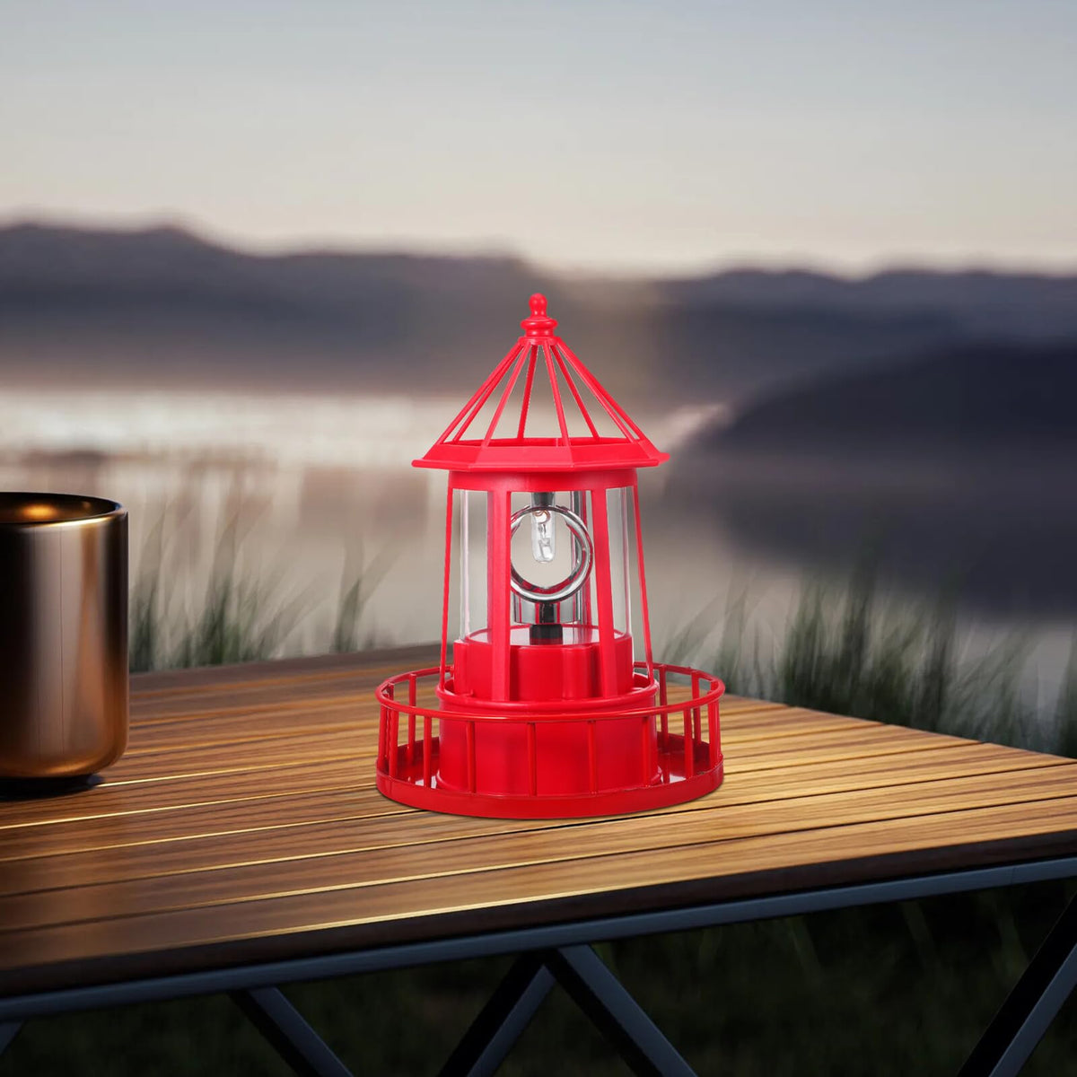 Solar Powered Rotating Lighthouse Figurine F224