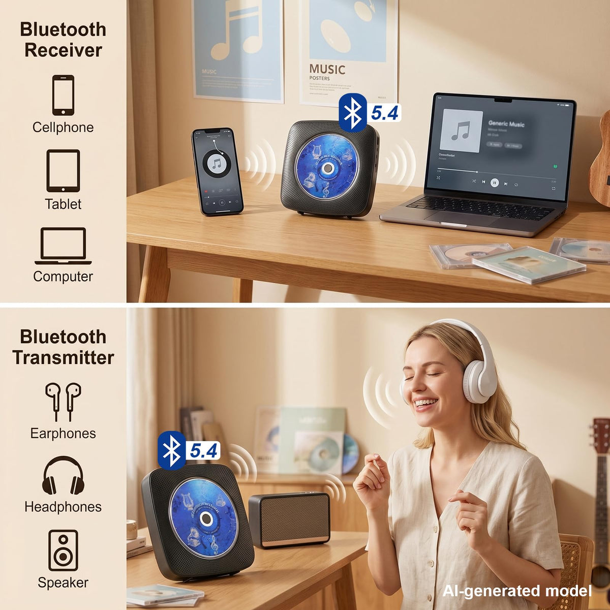 Portable Bluetooth CD Player B9947