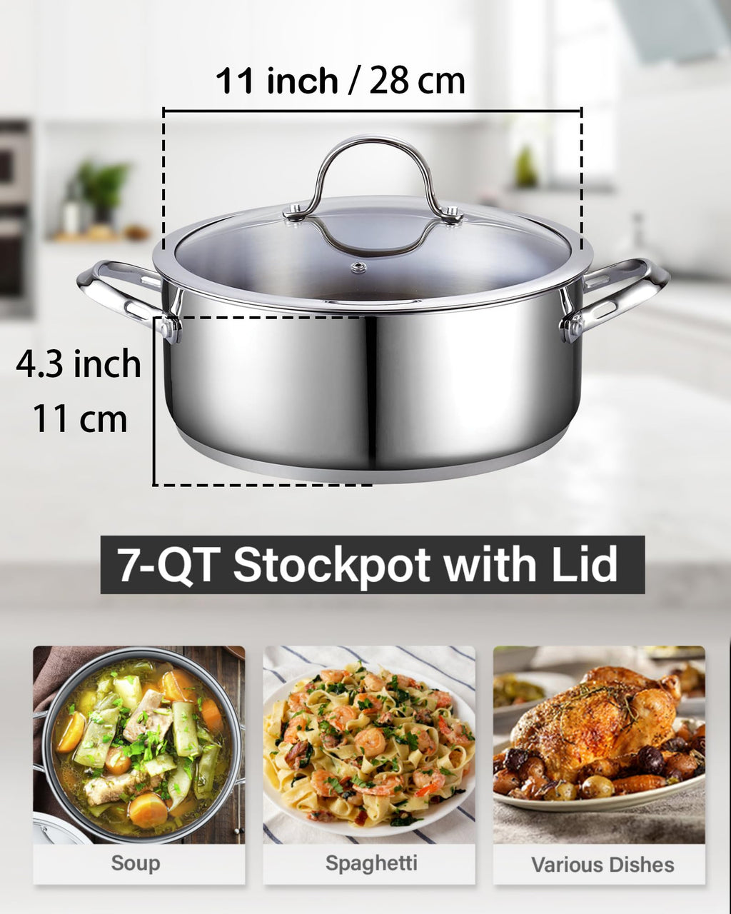 7 Quart Stainless Steel Stock Pot with Lid R605425