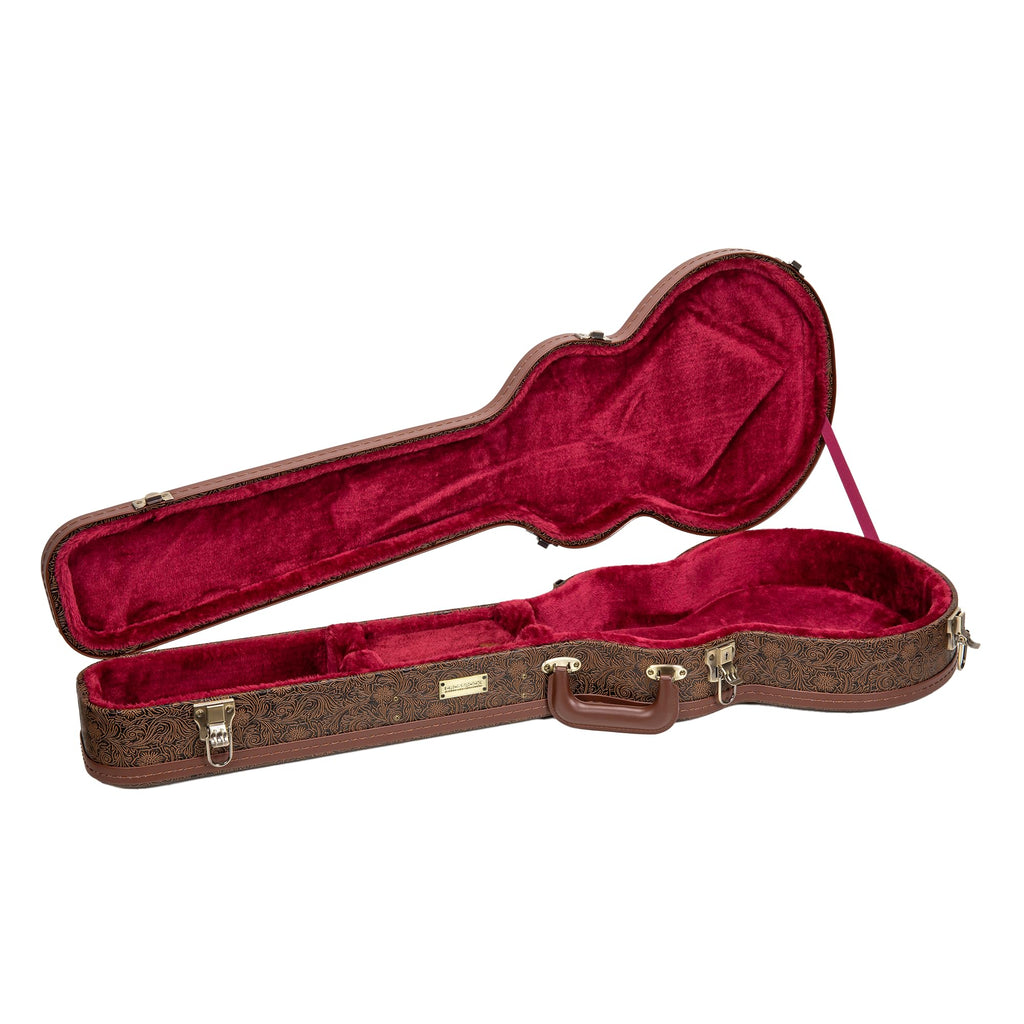 Brown Wooden Guitar Case with Velvet Interior and Lock Q5406