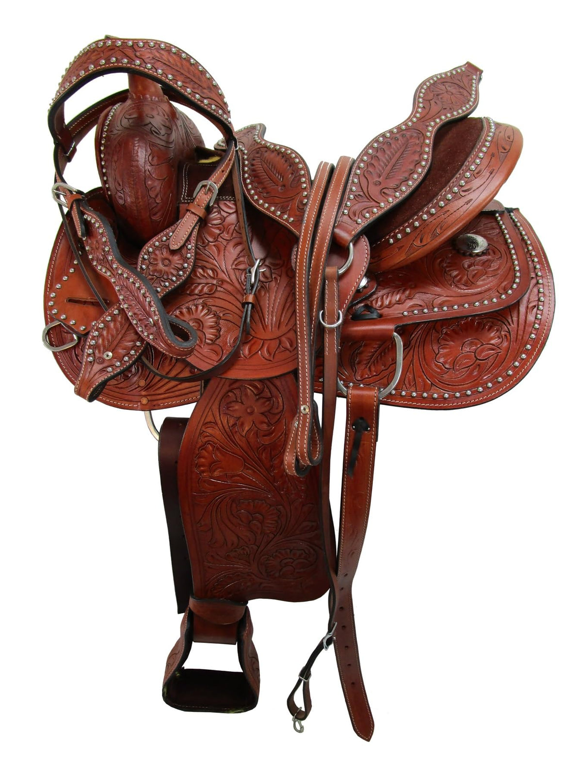 Tooled Leather Western Horse Saddle 15 16 17 18 J294693