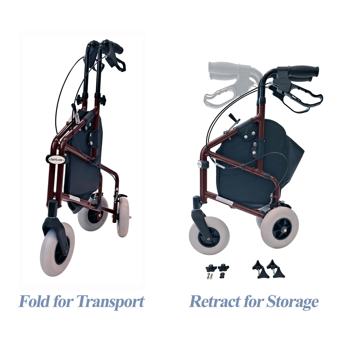 Lightweight Retractable 3 Wheel Walker with Balloon Tires G619145