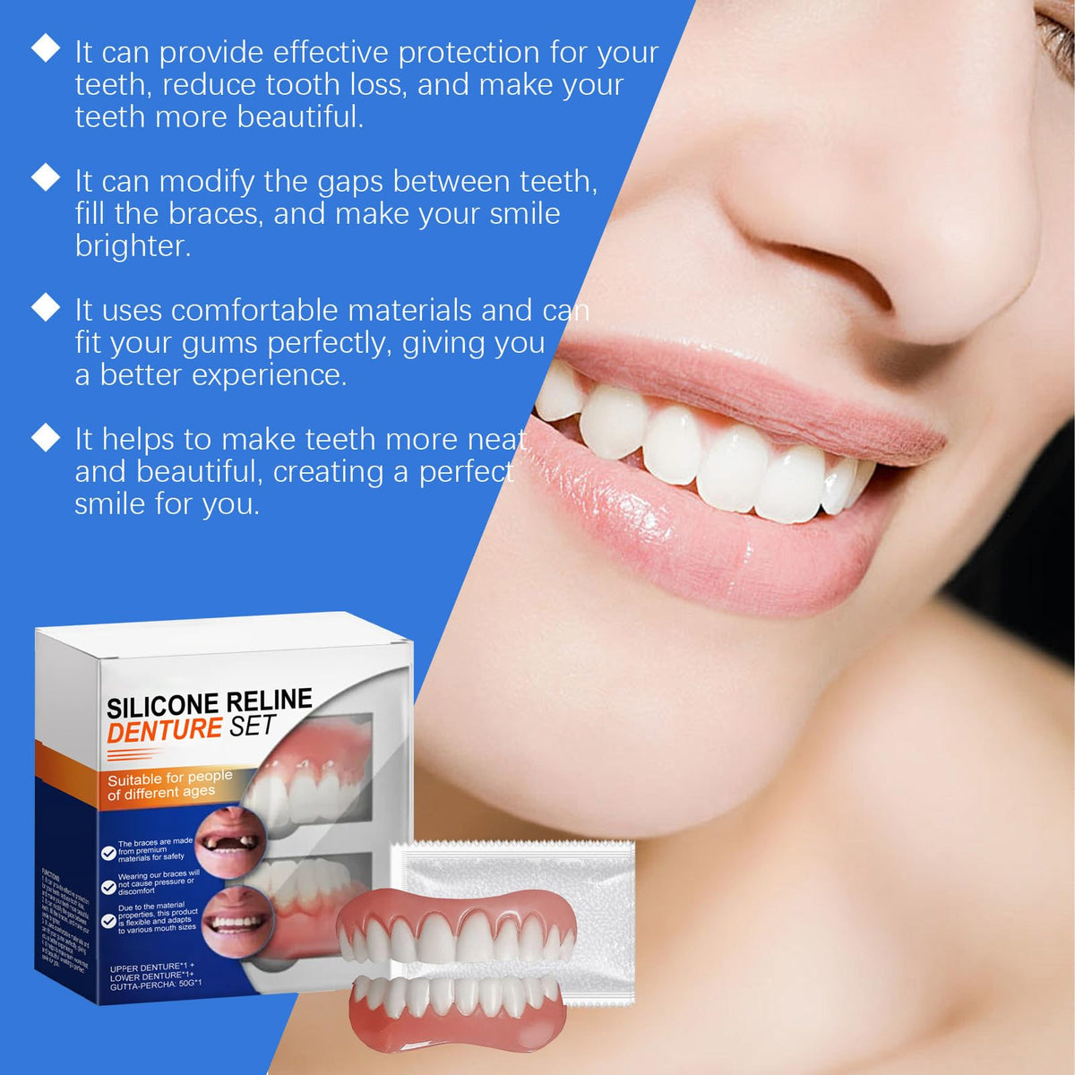 Full Denture Set Silicone Reline Kit 1 Ounce E121955