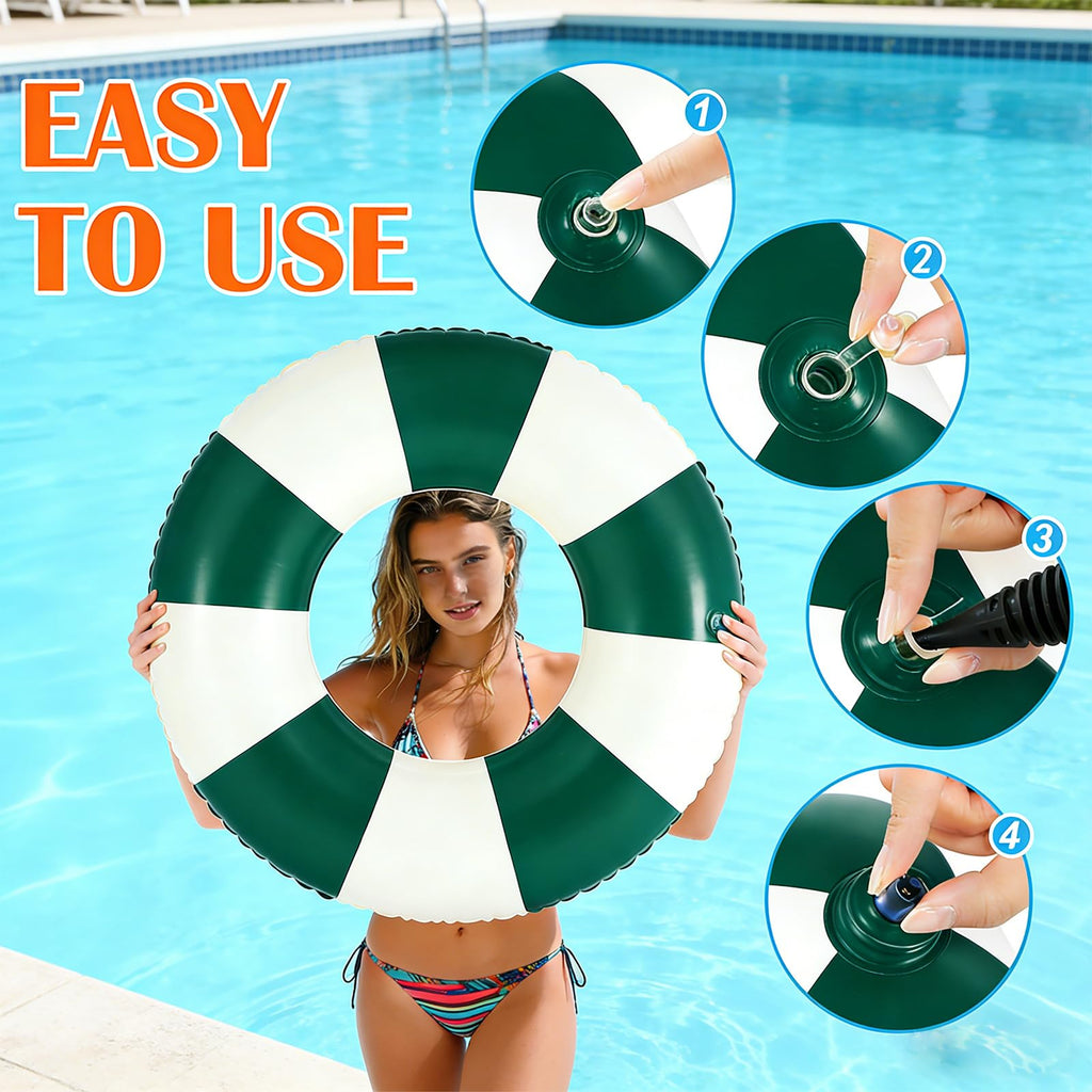 Large Inflatable Pool Float 36 Inch Striped Swim Rings G386916