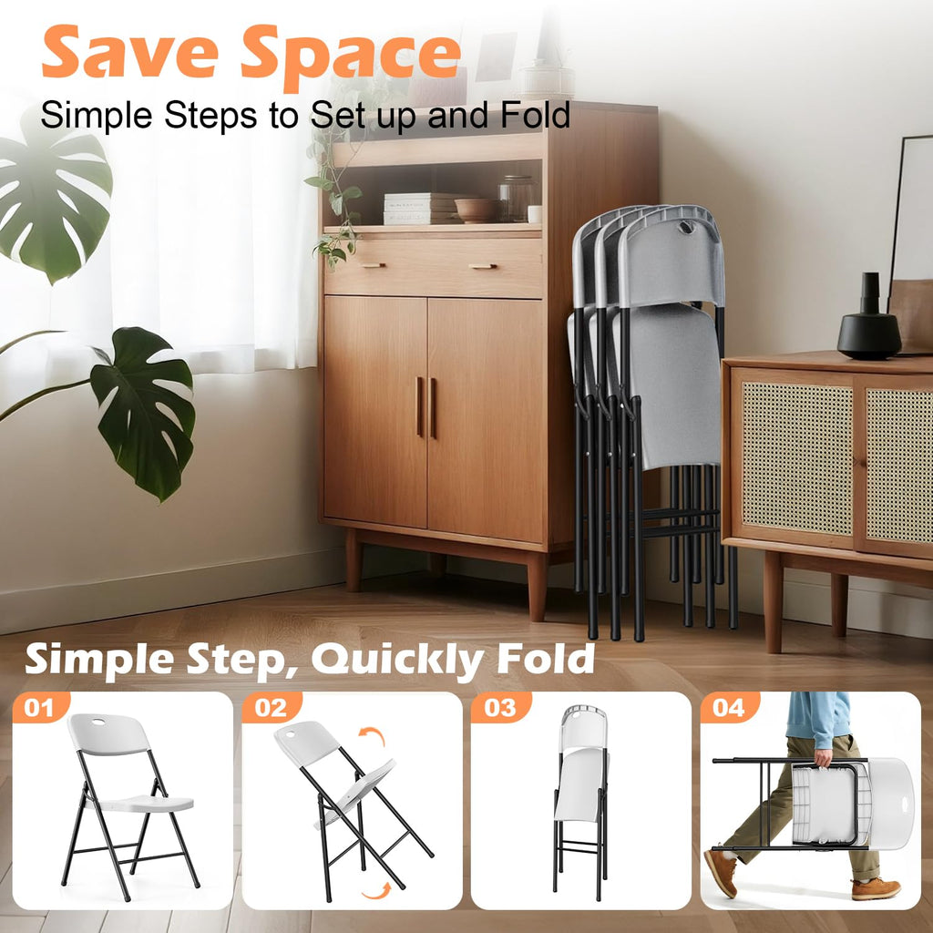 2 Pack White Plastic Folding Chairs N326586