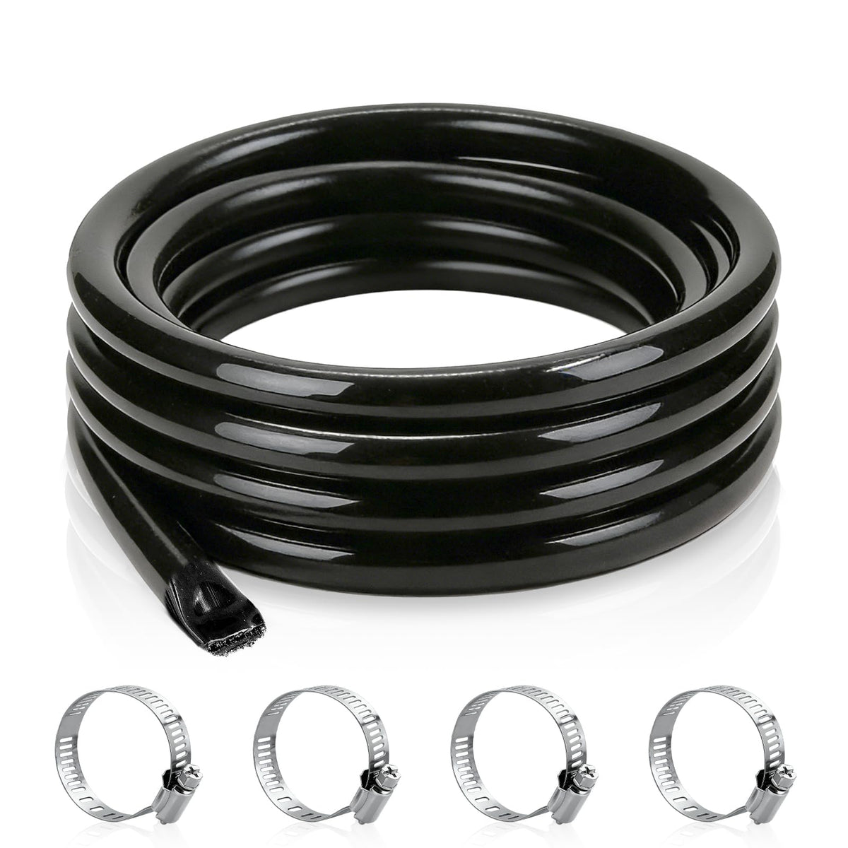 3/4 Inch ID x 100ft PVC Hose with 4 Stainless Steel Hose Clamps X736