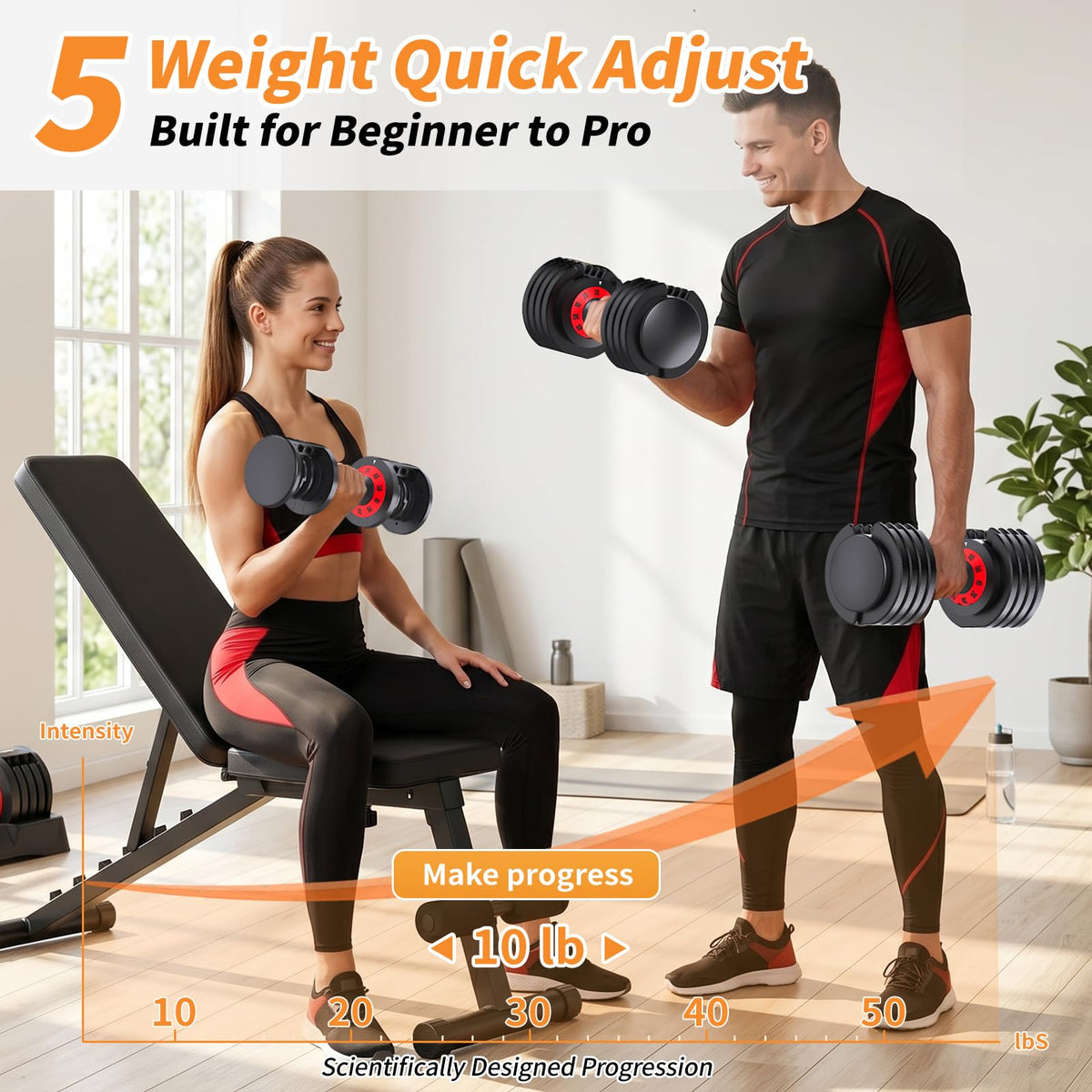 Adjustable Dumbbell Set of 2 with Storage Box K718