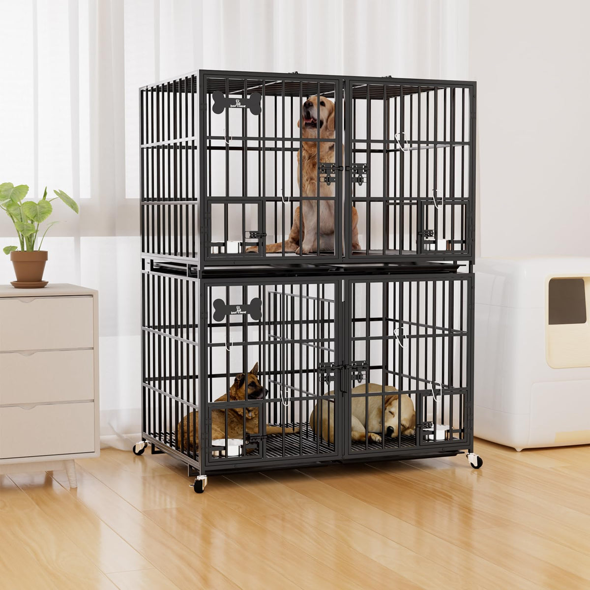 42" Stackable Heavy Duty Metal Dog Crate with Divider W553835