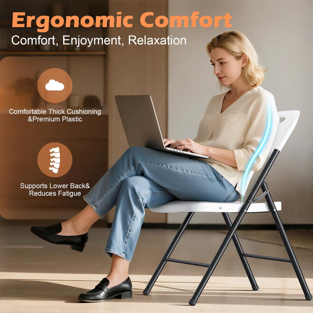 2 Pack White Plastic Folding Chairs N326586