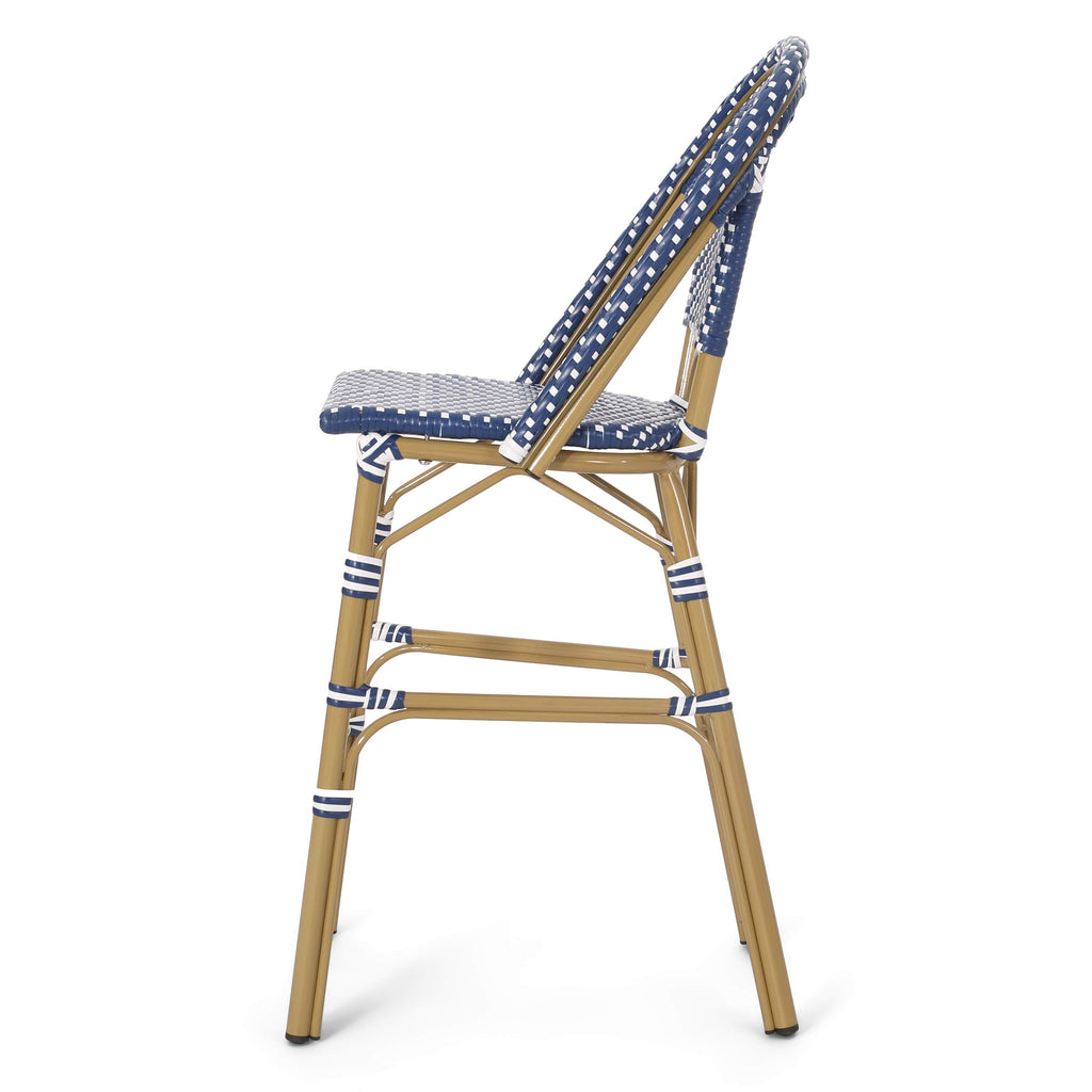 Dark Teal and White PE Rattan Bar Stool Set of 2 P48277