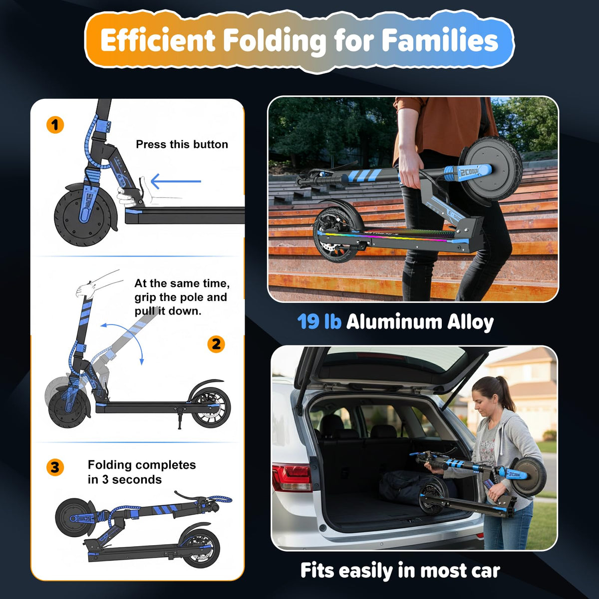 Electric Scooter Kids 8-16, 8-8.5" Solid Tires, 200-350W, UL2272 C1563