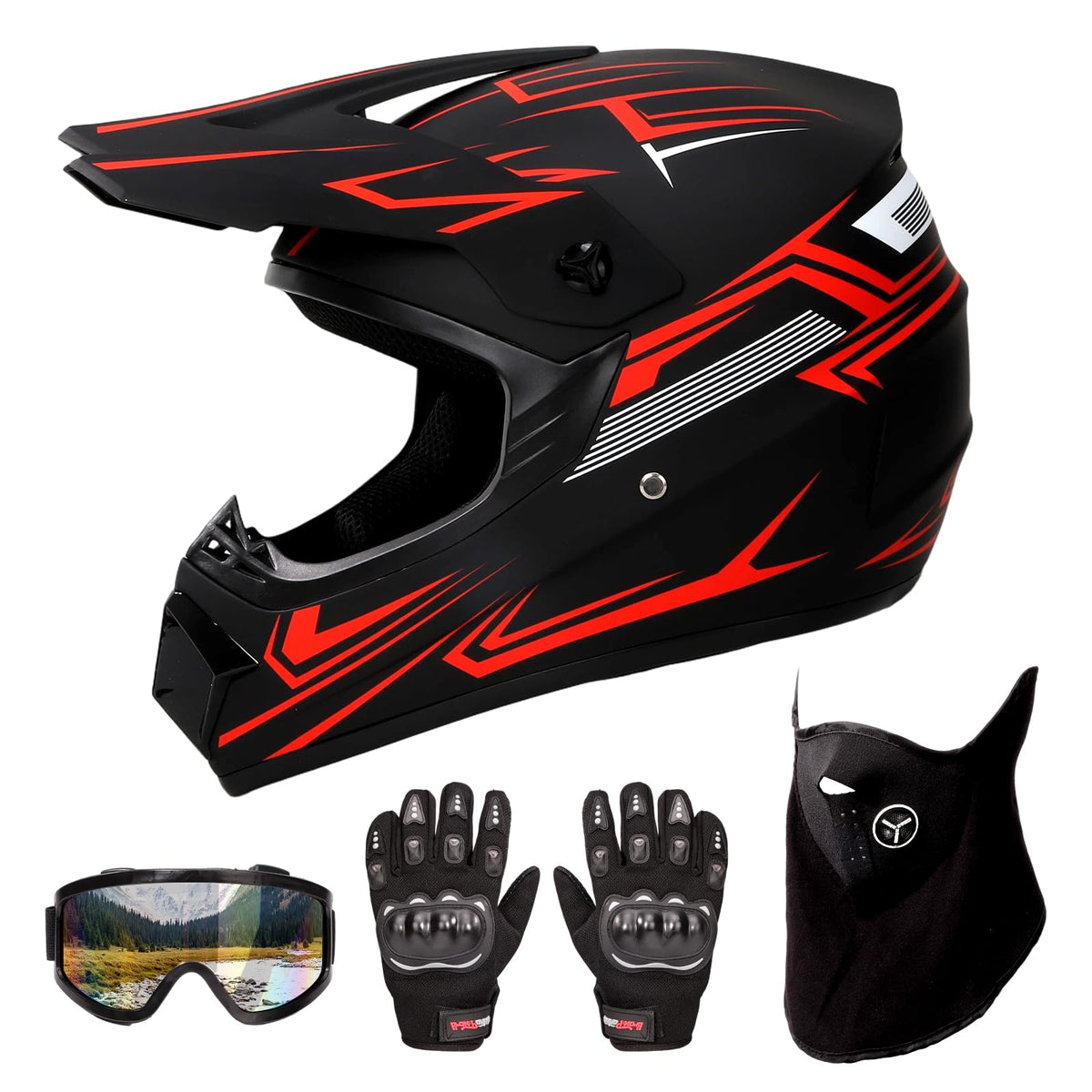 DOT Approved Red Motocross Helmet I284
