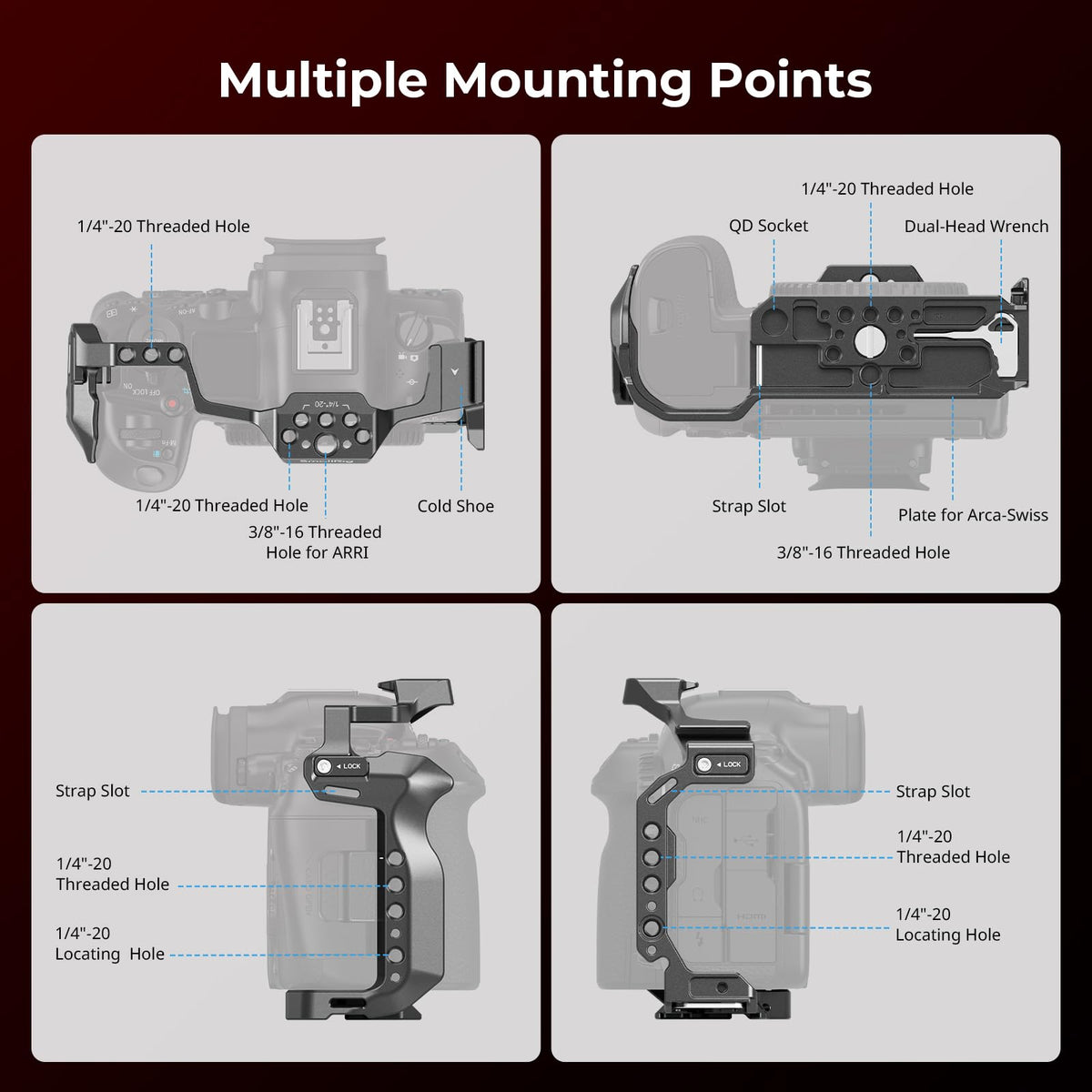 Aluminum Alloy Camera Video Cage with Cold Shoe Mount F396