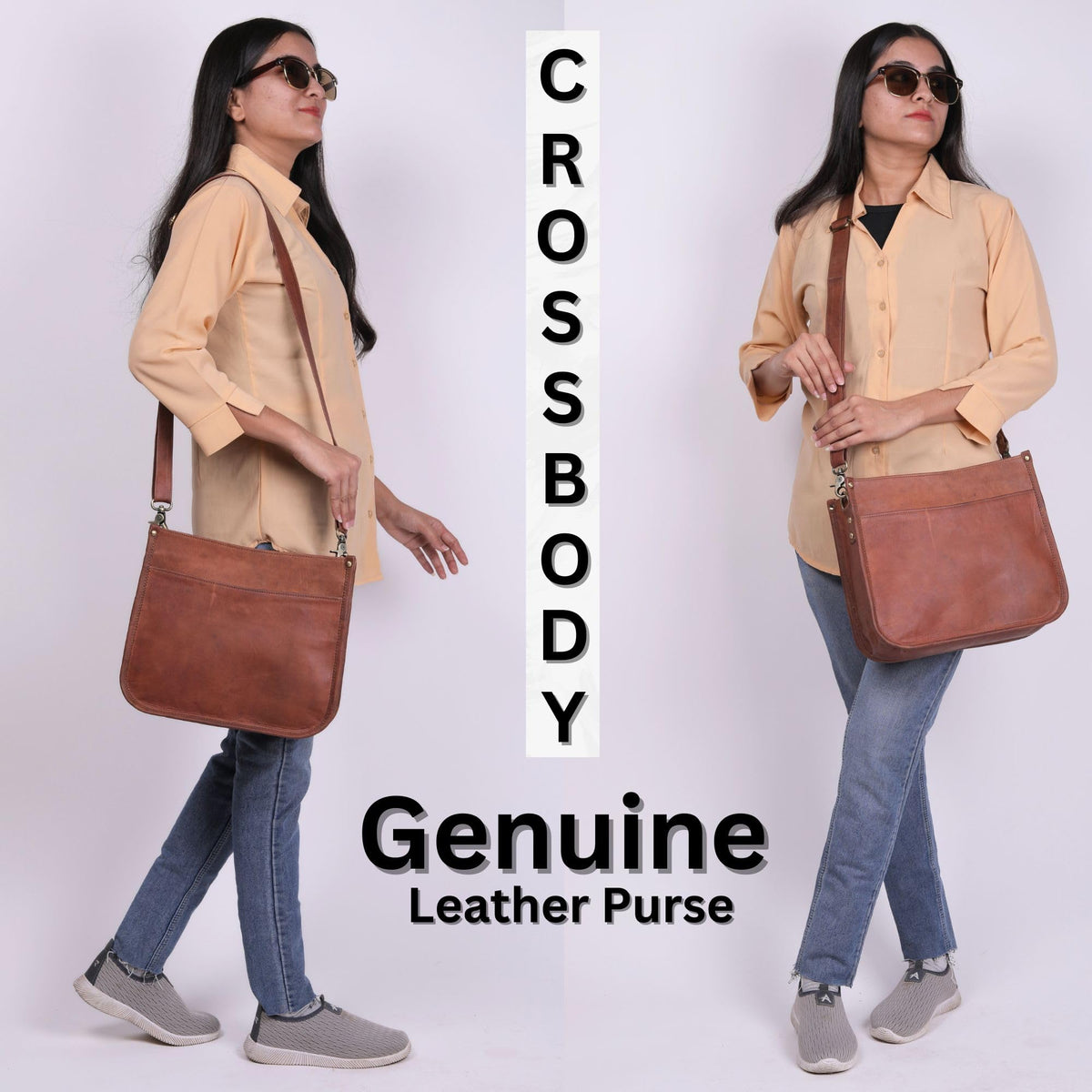 Genuine Leather Crossbody Purse E9342