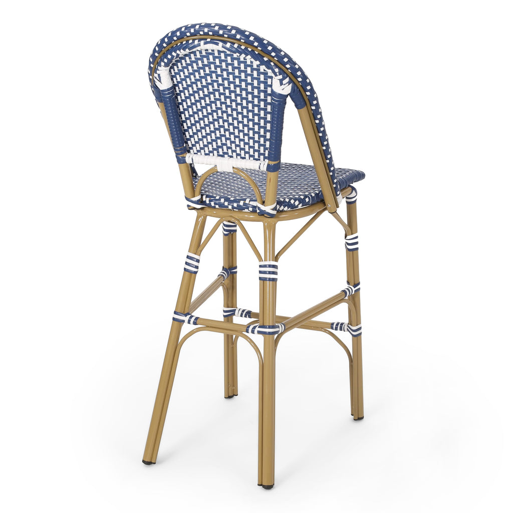 Dark Teal and White PE Rattan Bar Stool Set of 2 P48277