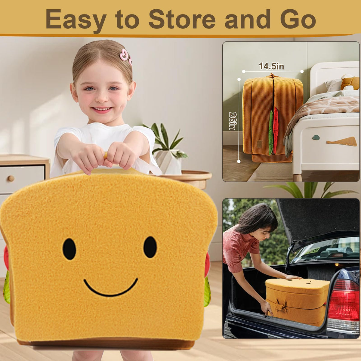 Portable Foldable Soft Foam Toddler Travel Bed with Safety Rail N931979
