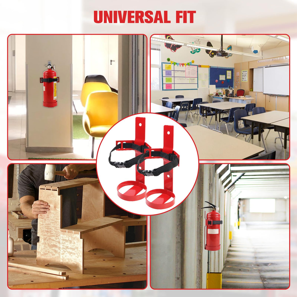 Fire Extinguisher Mount, 2.5LB Adjustable Straps Wall Hanging Holder 2Pcs E567