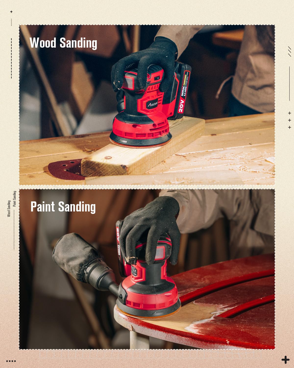 20V Cordless Random Orbital Sander 5” E3423