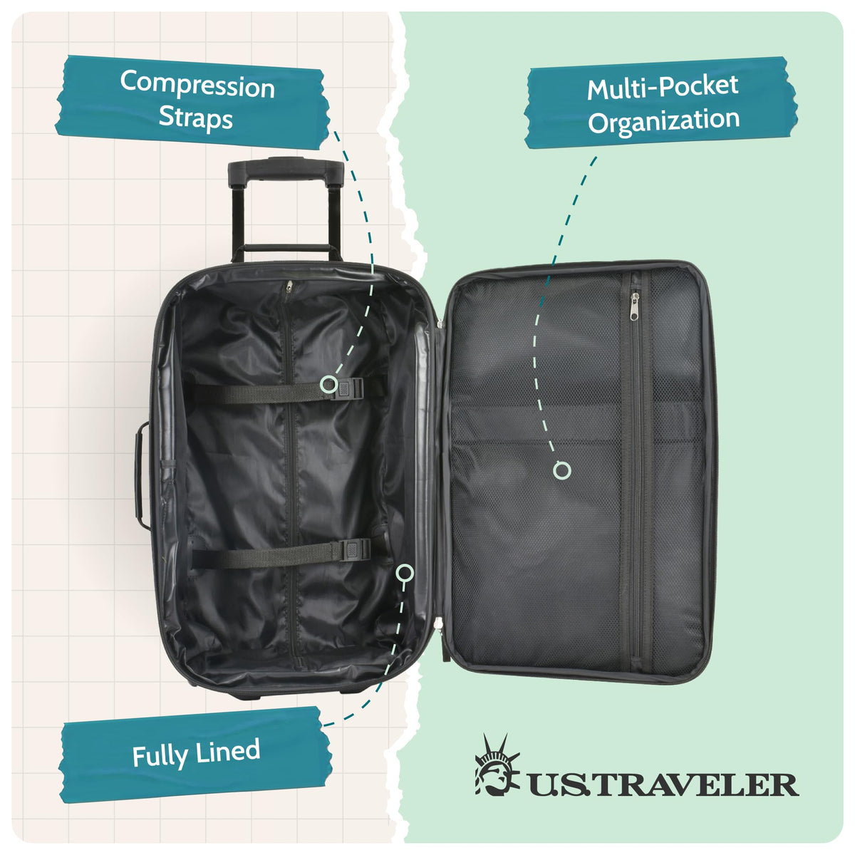 Lightweight Softside Rolling Carry-on Suitcase C64206